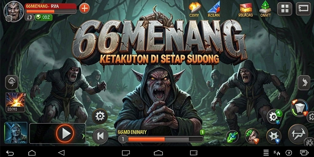 Screenshot yang menampilkan momen menegangkan dari 66MENANG.