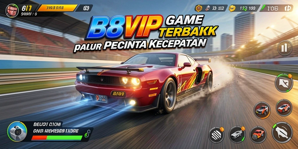 Tangkapan layar gameplay B8VIP dengan balapan mendebarkan di trek yang menantang.