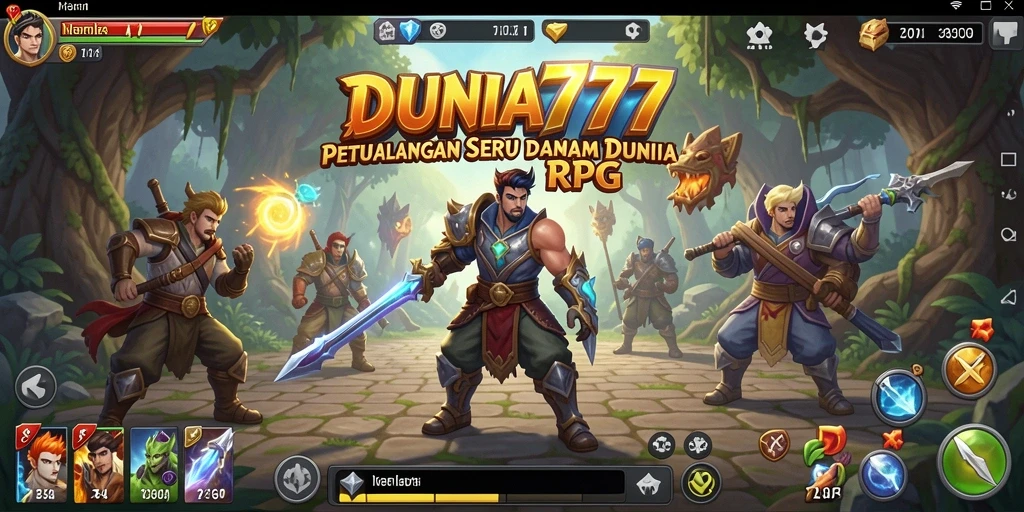 Screenshot gameplay DUNIA777 menampilkan karakter dalam pertarungan epik.