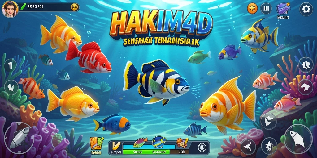 Screenshot gameplay HAKIM4D menampilkan aksi seru menembak ikan.