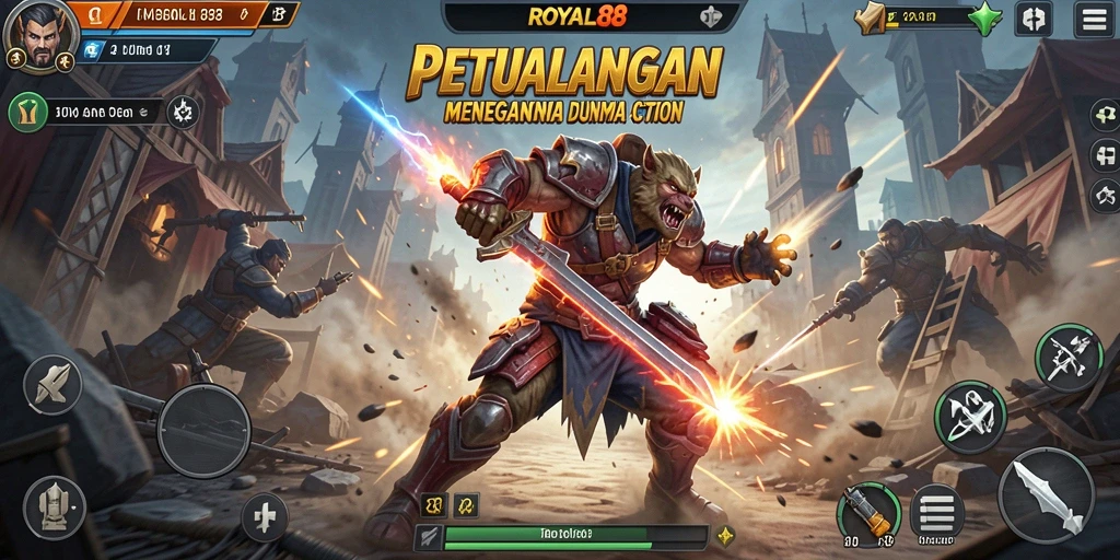 Screenshot gameplay ROYAL88 menampilkan pertempuran intens dan strategi unik.