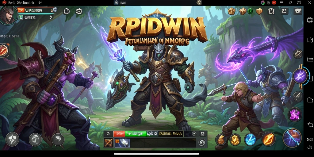 Tangkapan layar utama RPIDWIN menampilkan aksi pertarungan MMORPG.