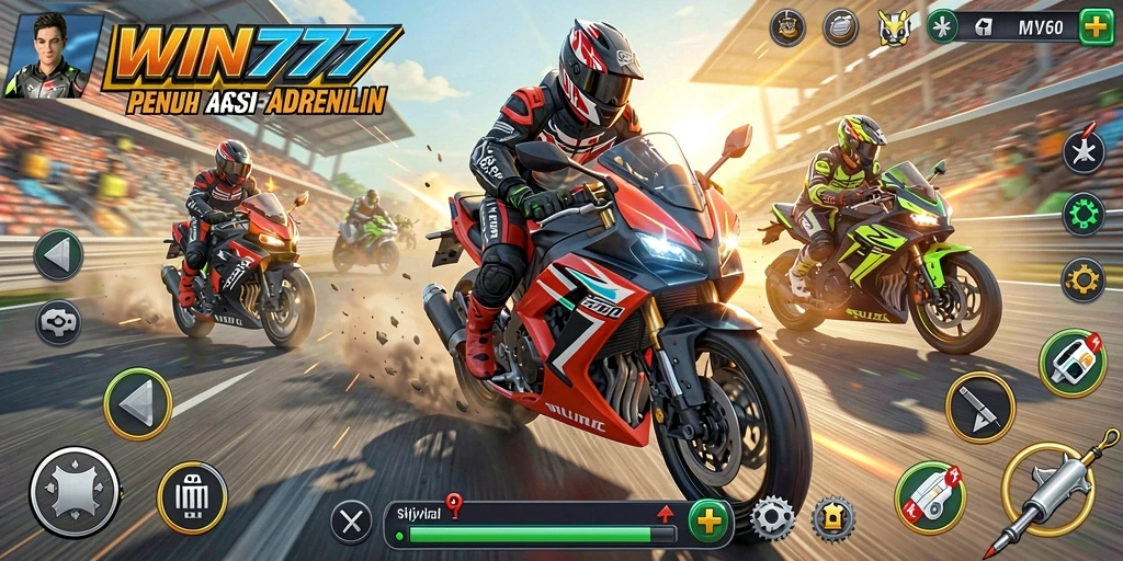 Tampilan gameplay balapan motor yang seru dan realistis.